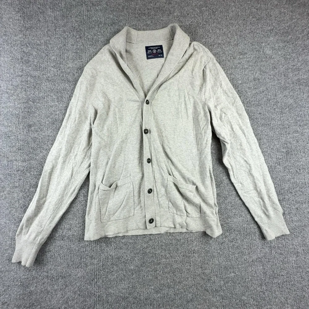 American Eagle Outfitters Sweater Mens XL Gray Button Cardigan Pockets Knit